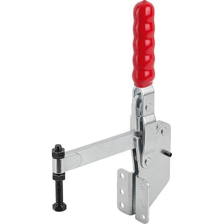 Kipp Toggle Clamp Vertical Std, Angled Foot F2=3600, Full Holding Arm M08X60, Steel Zinc Plated K1437.03600